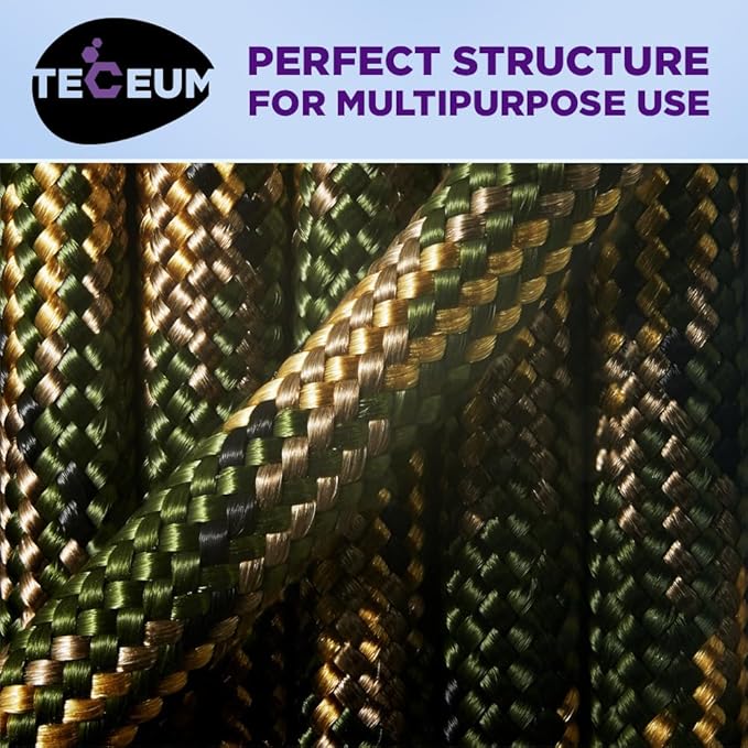 TECEUM Heavy Duty Rope 1000 – 1000ft / 200ft / 100ft / 50ft – 40+ Colors – Utility Rope for Survival & Camping Gear – Nylon String, Camping Rope, para Cord, Utility Nylon Rope, Tent Cord