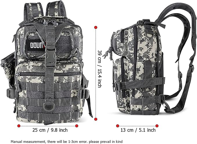 Tactical Backpack Medium EDC DayPack Military Molle Backpacks Bag Outdoor Rucksack for Fishing Hunting Camping (ACU Digital)