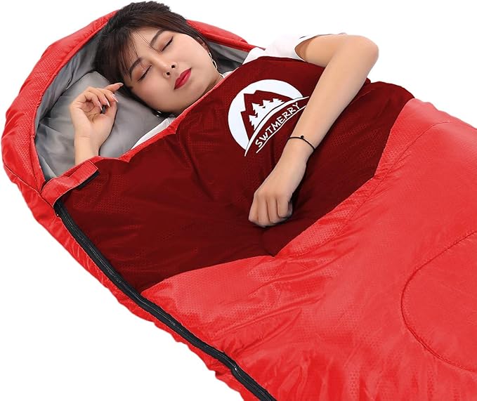 SWTMERRY Sleeping Bag 3 Seasons (Summer, Spring, Fall) Warm & Cool Weather - Lightweight,Waterproof Indoor & Outdoor Use for Kids, Teens & Adults for Hiking and Camping