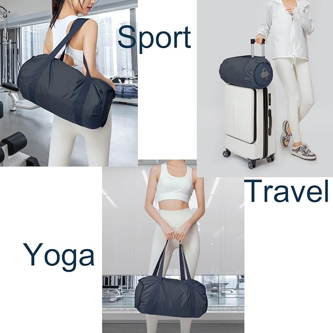 Small Gym Bag, Waterproof Overnight Weekender Bag with Capacity 25L Portable Shoulder Bag for Travel Sport Duffel Bag for Yoga Hiking Camping Trip (Navy)