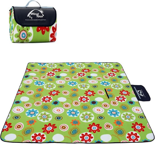 Wind Tour Family Outdoor Waterproof Durable Picnic Blankets with Carry Strap Foldable Sandproof Picnic Floor Mat for Kids Playground Camping Hiking Grass Travelling (1, Sunflower -200 * 200cm)
