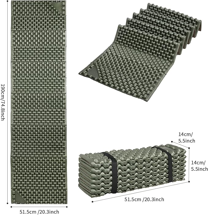 Foam Camping Pads for Hiking, Ultralight Closed Cell Mattress, Waterproof Soft Mat for Adults, Wide Picnic Yoga Mats, Folding Sleeping Pad for Outdoor Backpacking