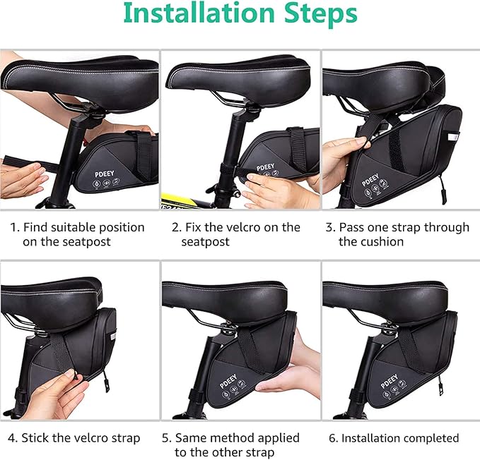 Bike Saddle Bag, Bicycle Under Seat Pouch, Cycling Wedge Pack for Mountain Road, Cycling Accessories Storage Velcro Pack Waterproof Durable Pouch for Mountain, Beach or Road Bikes