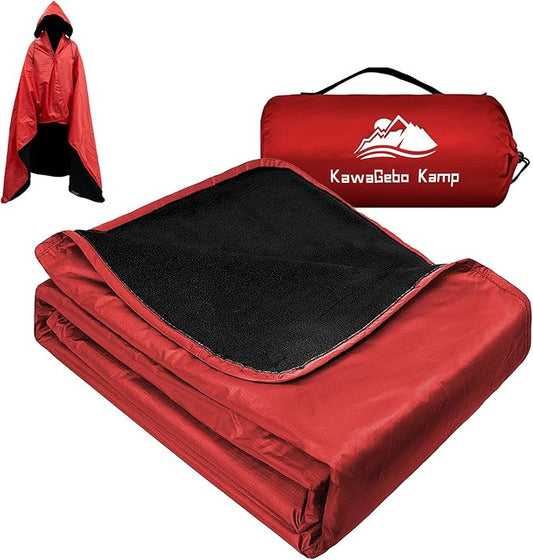 Fleece Waterproof Outdoor Blanket, Windproof Stadium Blanket for Camping, Picnics, and Sports Stay Dry and Comfortable 80"x58"