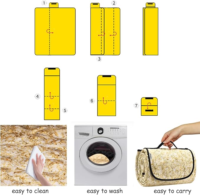 Large Beach Blanket Waterproof Sandproof Picnic Blankets Outdoor Blanket Foldable Beach Mat Sandfree with Carry Strap Lightweight Beach Blankets fit 2-4 Adults for Beach Camping Grass Lawn Park