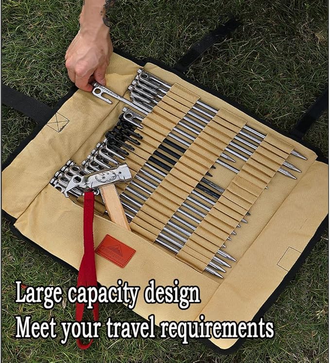 Campingmoon Tent Storage Bag, Can Holds 20 of The Long Tent Stakes, Thickened Canvas Can Withstand Tent Stakes Heavy Duty, B-135