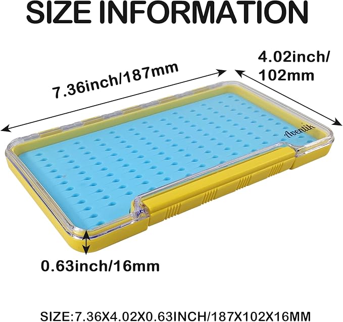 AVENTIK EUPHENG Fly Fishing Boxes Silicone Super Slim Fishing Storage Fishing Tackle Case Waterproof Pocket 7.36"X4.02"X0.63"/5.39"X3.74" X0.63'' (2PC-G048LT blue silicone:7.36"X4.02"X0.63")