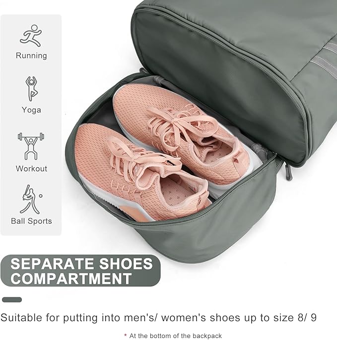 Coofay Gym Backpack for Women - Waterproof, Lightweight, Large Travel & Sports Gym Bag with Shoe Compartment
