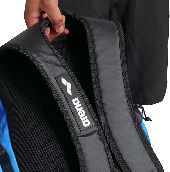 ARENA Spiky III Backpack 45 Swimming Athlete Sports Gym Rucksack Large Training Gear Equipment Swim Bag for Men and Women, 45 Liters, Blue/Multi
