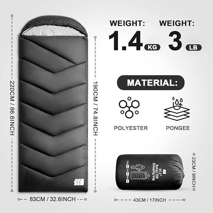 Sleeping Bags for Adults Cold Weather,Portable, Waterproof,Lightweight Sleeping Bag for Tall Girls Boys with Compression Sack for Warm Camping, Hiking, Outdoor & Indoor