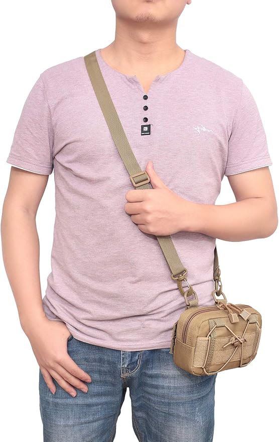 Tactical Molle Horizontal Admin Pouch Compact 1000D Utility EDC Tool Bag with Shoulder Strap