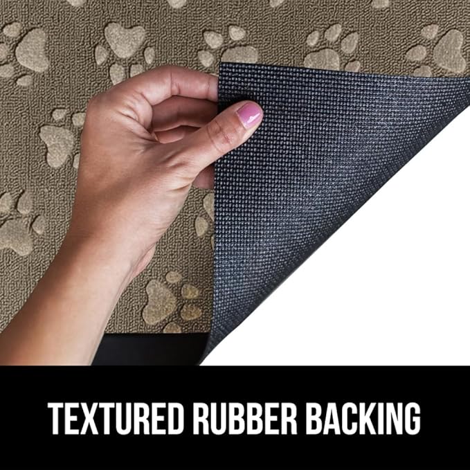 GORILLA GRIP 100% Waterproof All-Season WeatherMax Doormat, Durable Natural Rubber, Stain and Fade Resistant, Low Profile, Indoor Outdoor Doormats, Easy Clean Patio Entrance Mat, 17x29, Tan Pawprints