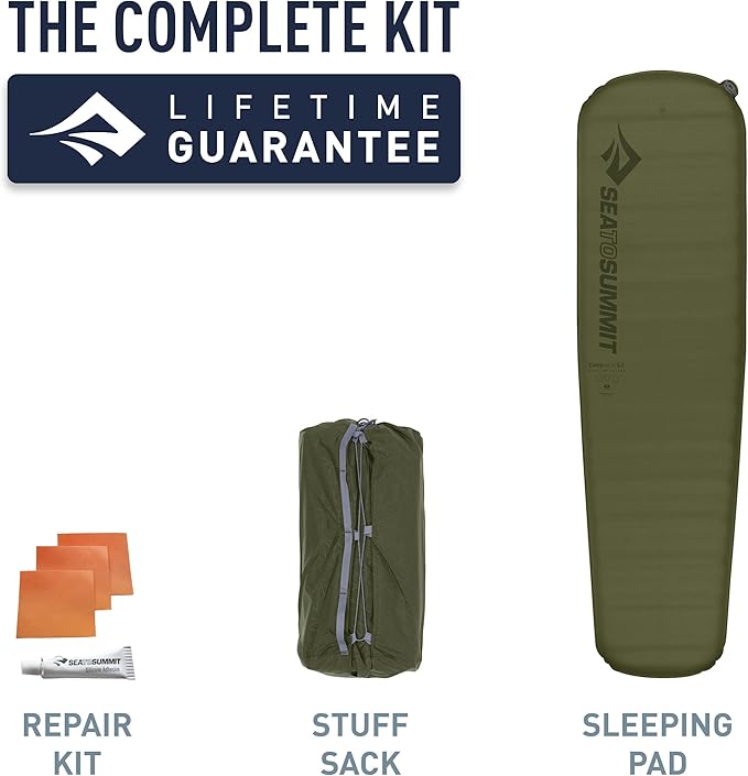 Sea to Summit Camp Plus Self-Inflating Foam Sleeping Mat for Camping, Tapered - Large (78 x 25 x 3 inches)
