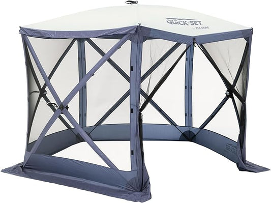 CLAM Quick Set Venture 9 by 9 Ft Portable Canopy Shelter, Blue + Clam Quick Set Screen Hub Tent Wind & Sun Panels, Accessory Only, Blue (3 Pack)