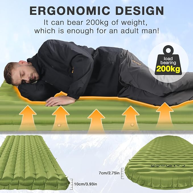 Inflating Sleeping Pads, Ultralight Sleeping Pad Insulated - Camping Mattress for Backpacking, Hiking with Bag, Compact Sleeping Mat for Camping