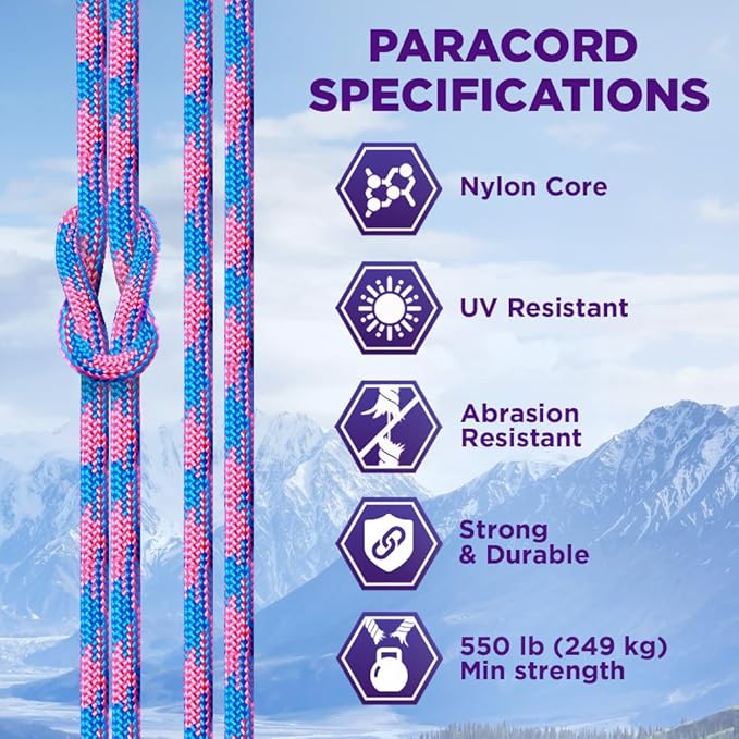 TECEUM Heavy Duty Rope 1000 – 1000ft / 200ft / 100ft / 50ft – 40+ Colors – Utility Rope for Survival & Camping Gear – Nylon String, Camping Rope, para Cord, Utility Nylon Rope, Tent Cord
