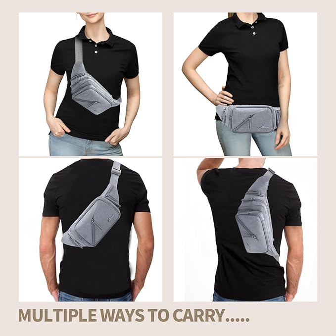 Fanny Pack Waterproof Waist Bag Pack Men Women Hip Bum Bag With Water Bottle Holder Adjustable Strap Suitable For Outdoors Workout Traveling Hiking Cycling Dog Walking Pouch Bag(Grey)