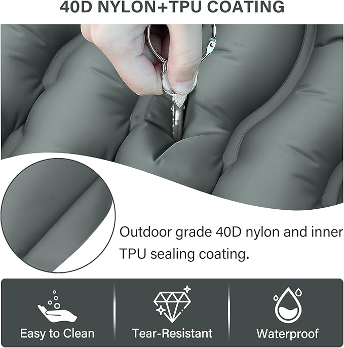 Camping Sleeping Pad, Ultralight Camping Mat with Pillow Built-in Foot Pump Inflatable Sleeping Pads Compact for Camping Backpacking Hiking Traveling - Gray