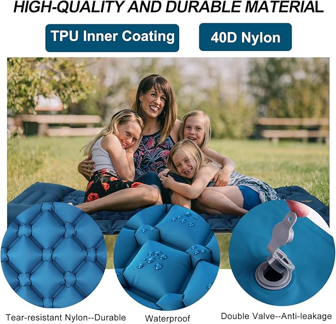 covacure Sleeping Pad for Camping - Ultralight Self-Inflating Camping Pad Mat with Built-in Foot Pump, Durable & Waterproof Camping Air Mattress for Hiking