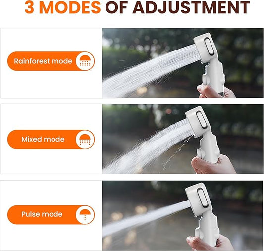 Portable Camping Shower Outdoor Camp Shower Pump,Upgrade Rechargeable Electric Shower Pump with Intelligent Digital Display Multiple Spray Modes for Camping, Hiking, Traveling,RV