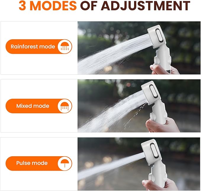 Portable Camping Shower Outdoor Camp Shower Pump,Upgrade Rechargeable Electric Shower Pump with Intelligent Digital Display Multiple Spray Modes for Camping, Hiking, Traveling,RV