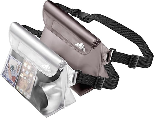 HEETA 2/3/4 Pack Waterproof Pouch with Waist Strap, Screen Touchable Dry Bag with Adjustable Belt for Phone Valuables for Kayaking, Swimming, Snorkeling, Boating, Fishing, Surfing & Beach