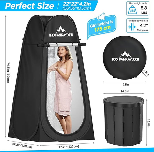 PANKAY Portable Toilet with Pop up Privacy Tent & Portable Shower for Camping