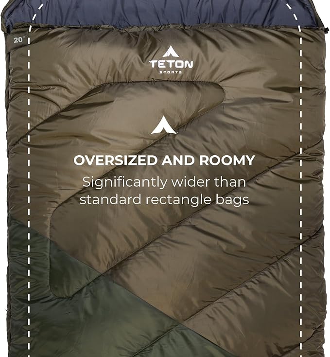 Teton Celsius XXL Sleeping Bag, Cold Weather Sleeping Bags for Adults and Kids, Camping Made Easy and Warm. Compression Sack Included, 35F, 25F, 0F, 20F Degree