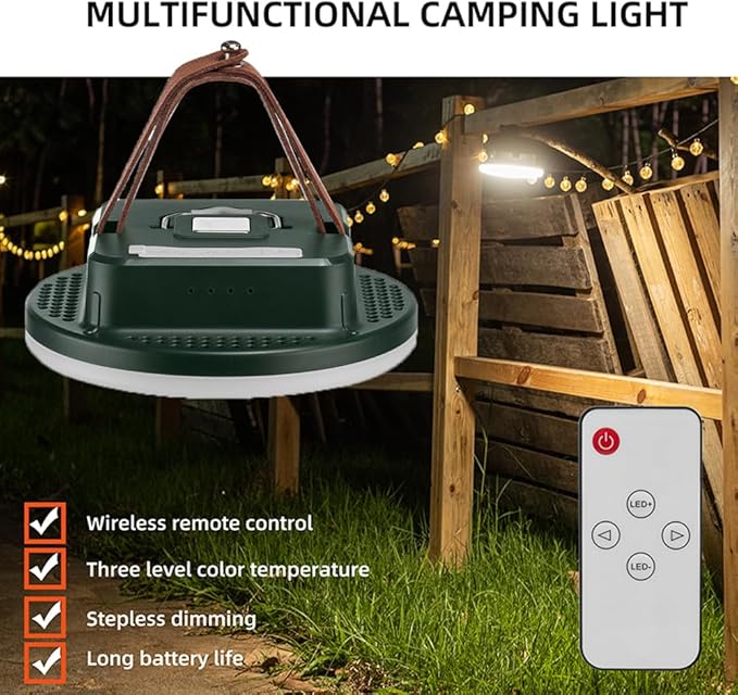 Multifuntional Rechargeable Camping Lantern,Magnetic Flashlight Power Bank for Power Outages,Portable LED Tent Light,Waterproof Emergency Light for Camping Hiking Tent Storms(Green)