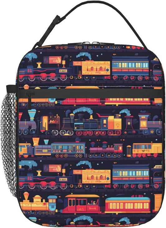 Car Train Lunch Bag Insulated Reusable Lunch Box Thermal Cooler Tote For Men Women Work Travel Picnic Hiking