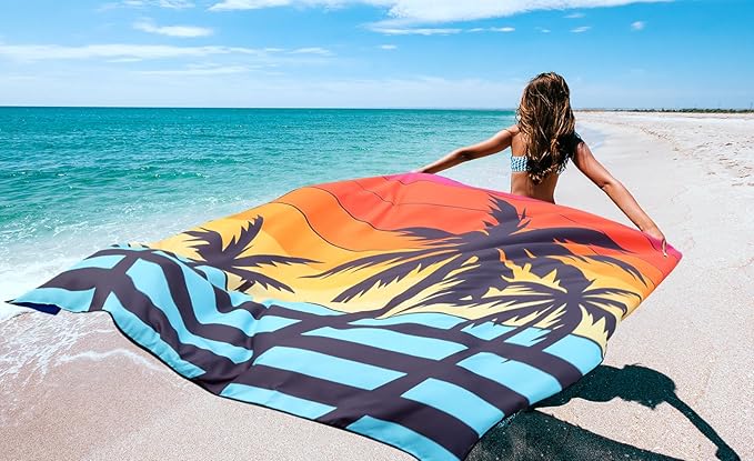 Beach Blanket Waterproof Sandproof Extra Large Beach Mat 79" X 83"/120"x108"for 1-8 Adults Quick Drying Durable Outdoor Picnic Mat for Beach Travel Camping Hiking