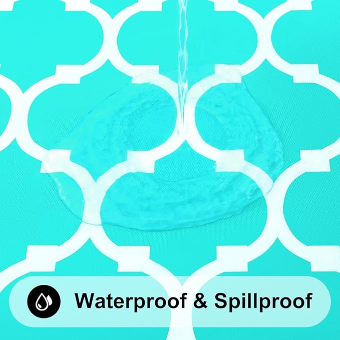 Smiry Rectangle Picnic Table Cover, Waterproof Elastic Fitted Camping Tablecloths for 6 Foot Tables, Wipeable Flannel Backed Vinyl Tablecloth Protector for Indoor, Outdoor (Teal, 36x72 Inches)