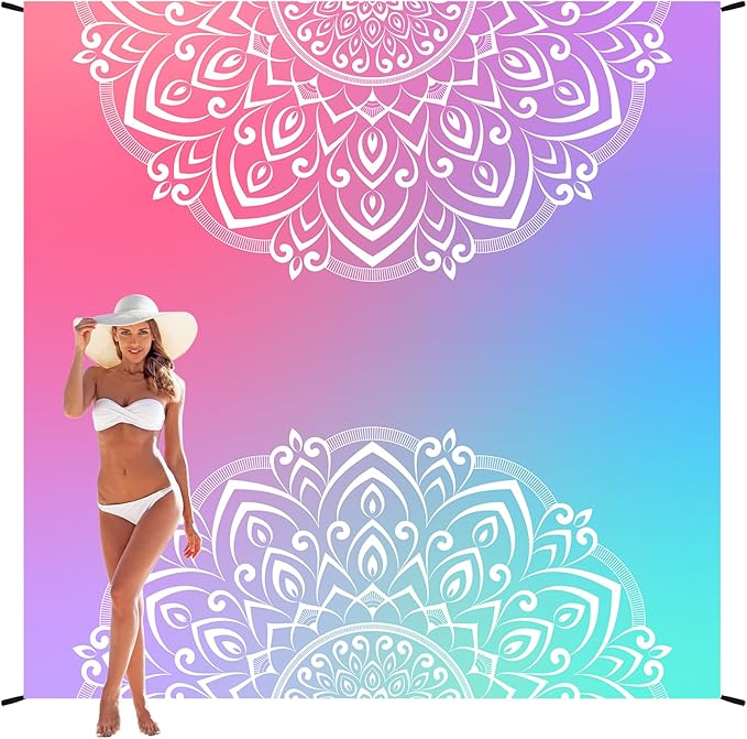 Beach Blanket, Sandproof Beach Mat, Waterproof Quick Drying Lightweight Outdoor Aztec Picnic Mat 79" X 83"/120"x108" for 2-8 Adults for Travel, Camping, Hiking