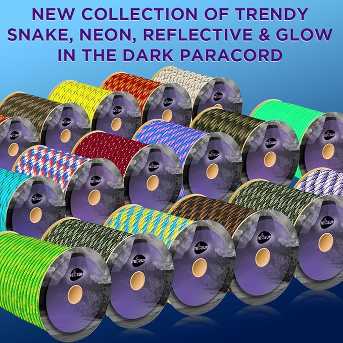 TECEUM Heavy Duty Rope 1000 – 1000ft / 200ft / 100ft / 50ft – 40+ Colors – Utility Rope for Survival & Camping Gear – Nylon String, Camping Rope, para Cord, Utility Nylon Rope, Tent Cord