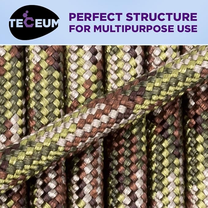 TECEUM Heavy Duty Rope 1000 – 1000ft / 200ft / 100ft / 50ft – 40+ Colors – Utility Rope for Survival & Camping Gear – Nylon String, Camping Rope, para Cord, Utility Nylon Rope, Tent Cord