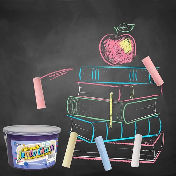 ArtCreativity Sidewalk Chalk for Kids, (38 Pieces) Bulk Jumbo Colored Sidewalk Chalk for Toddlers 1-3, Dustless, Washable & Non-Toxic, Use Outdoor or on Indoor Chalkboard or Blackboard