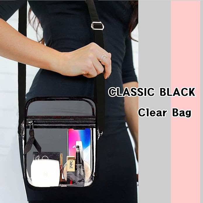 DONGGANGAJI Clear Crossbody Bag, Stadium Approved for Concerts,Clear Shoulder Bag Adjustable Strap With front pocket