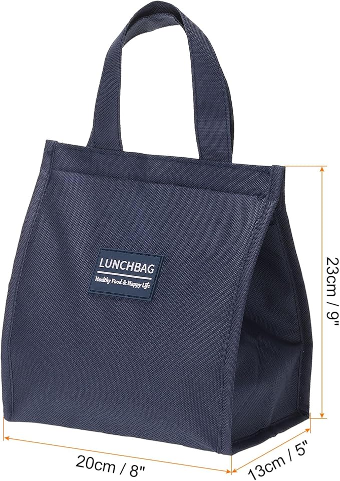 PATIKIL Insulated Lunch Bags, 8"x5"x9" Reusable Bento Bags Thermal Lunch Tote Portable Food Containers Bag for Men and Women, Dark Blue