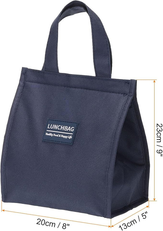 PATIKIL Insulated Lunch Bags, 8"x5"x9" Reusable Bento Bags Thermal Lunch Tote Portable Food Containers Bag for Men and Women, Dark Blue