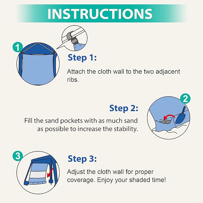 AMMSUN Beach Cabana Sidewall, Additional Privacy Sunwall for AMMSUN 6.2'×6.2' Beach Cabana, Easy Set Up and Take Down