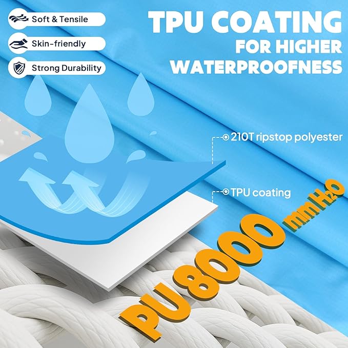 ANYOO Hooded Rain Poncho for Adults Waterproof Lightweight Rain Coat for Men Women Reusable Rain Jacket for Emergency Outdoor