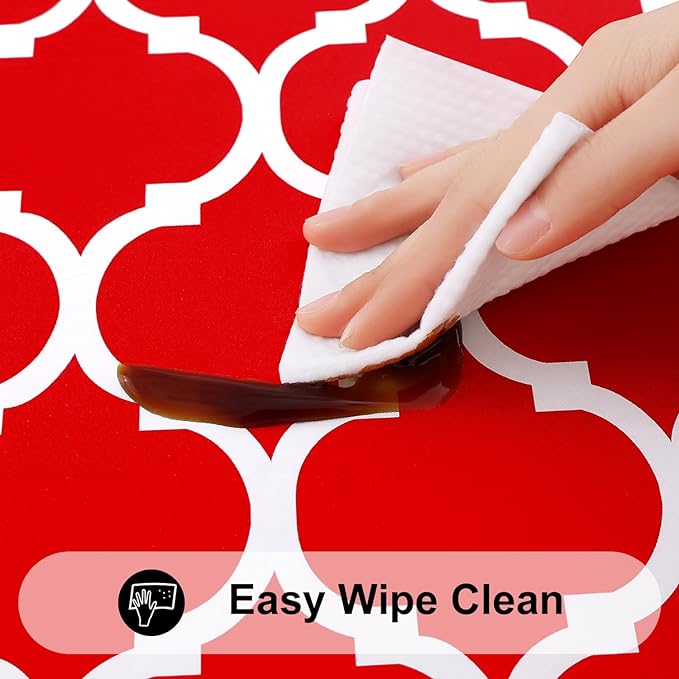 Smiry Rectangle Picnic Table Cover, Waterproof Elastic Fitted Camping Tablecloths for 4 Foot Tables, Wipeable Flannel Backed Vinyl Tablecloth Protector for Indoor, Outdoor (Red, 30x48 Inches)