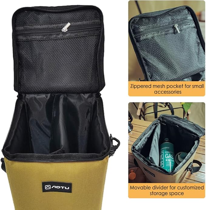 Camping Lantern Storage Bag for Outdoor Gear - Carrying Case for Canister, Gas Tank