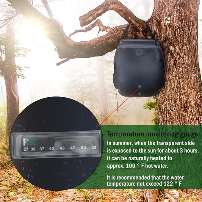 NODG 5 Gallons/20L Portable Solar Shower Bag Solar Heating Shower Bag with Removable Hose On-Off Switchable Shower Head for Camping Beach Swimming Outdoor Activities Traveling Hiking Cycling Picnic