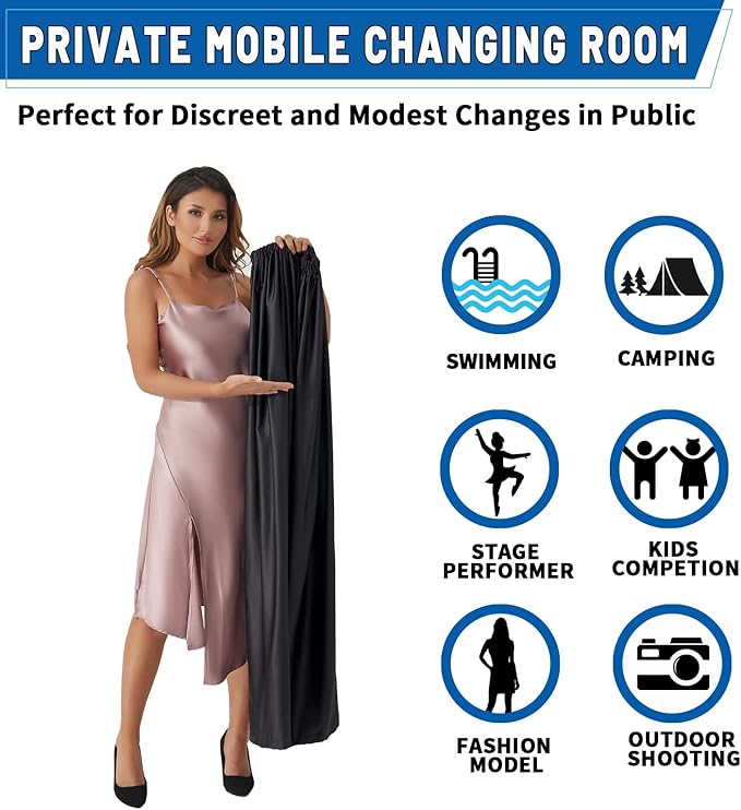 Portable Changing Room Changing Tent for Dancer Instant Dressing Cover Ups Privacy Shelters for Beach Car Boating Taking Photo, 4.59ft Length