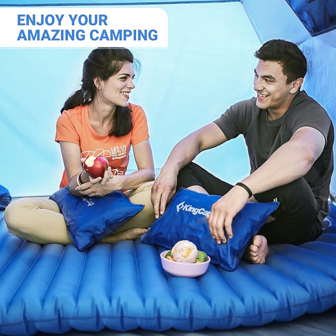 KINGCAMP Double Sleeping Pad, Comfortable Extra Thick 3.9in Camping Mattress 2 Person, Lightweight Inflatable Air Mat for Backpacking, Hiking, Tent