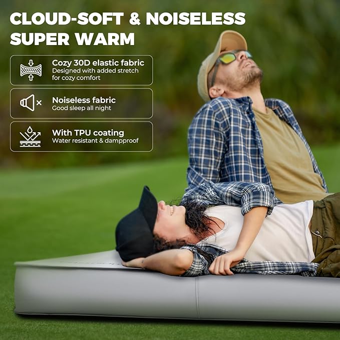 KingCamp Luxury 3D Insulated Double Self Inflating Camping Sleeping Pad, Portable Large Thick Self Inflatable Foam Air Mattress