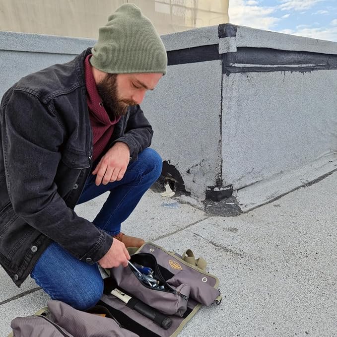 The Ryker PRO Official Roll Up Tool Bag Organizer Gifts for Dad. Motorcycle Tool Bag Organizer for Mechanic & Tools Storage Toolbag Tools Bags Mens gifts for him - w/4 Detachable Pouches & Wrench Roll