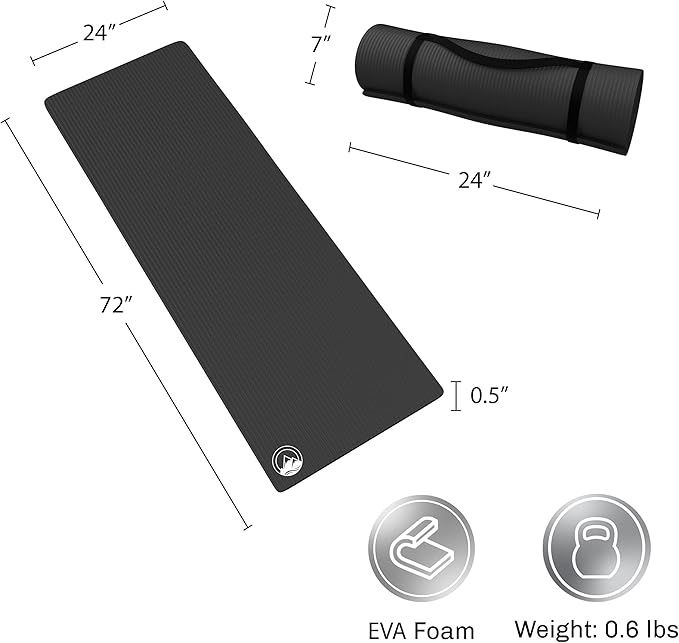 Foam Sleeping Pad - Lightweight 0.5-Inch Mat for Camping, Cots, Tents, Backpacking, and Yoga - Non-Slip and Waterproof with Handle by Wakeman