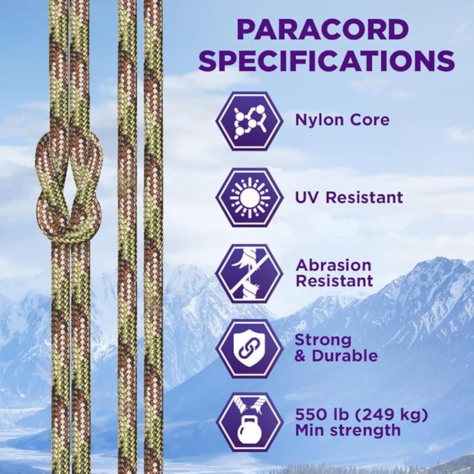 TECEUM Heavy Duty Rope 1000 – 1000ft / 200ft / 100ft / 50ft – 40+ Colors – Utility Rope for Survival & Camping Gear – Nylon String, Camping Rope, para Cord, Utility Nylon Rope, Tent Cord